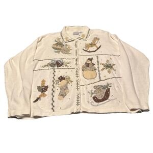 VTG B.P. Design Holiday Ugly Christmas Sweater Cardigan Granny Core Size‎